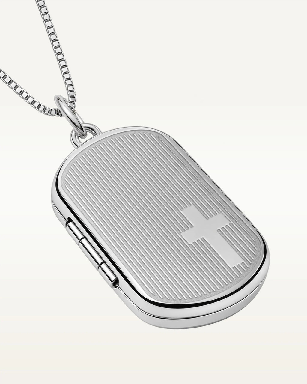 Sterling Silver Cross Dogtag Photo Locket