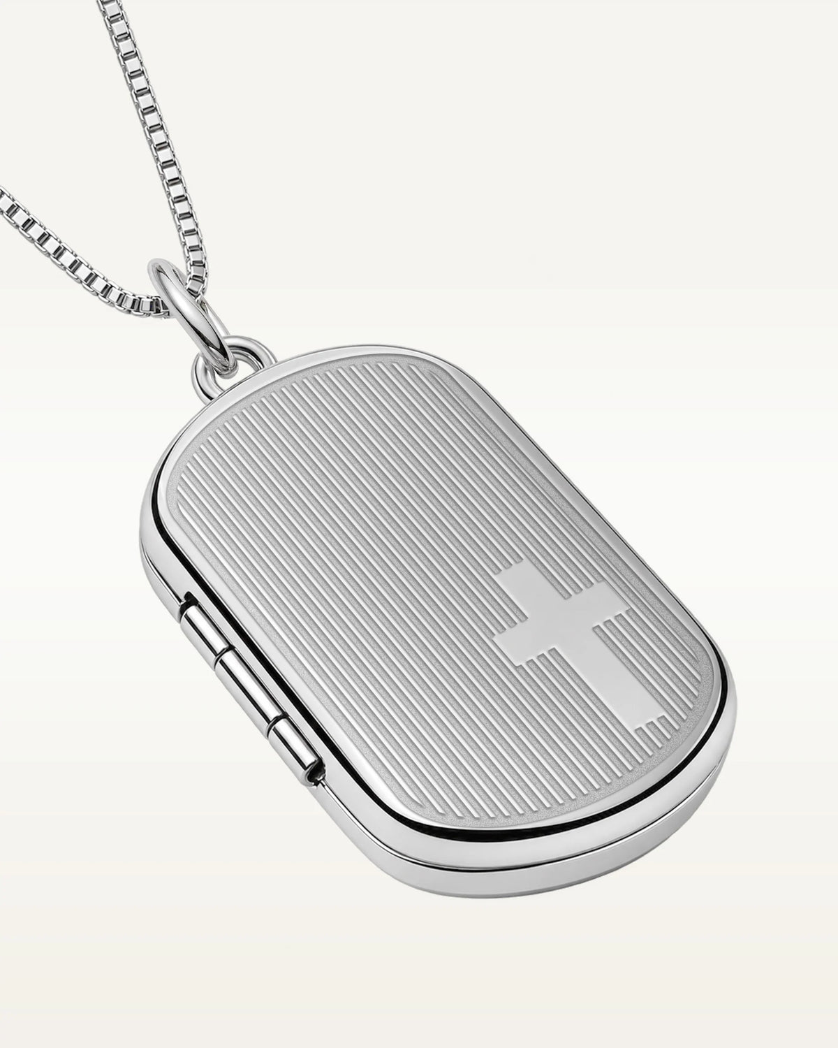 Sterling Silver Cross Dogtag Photo Locket
