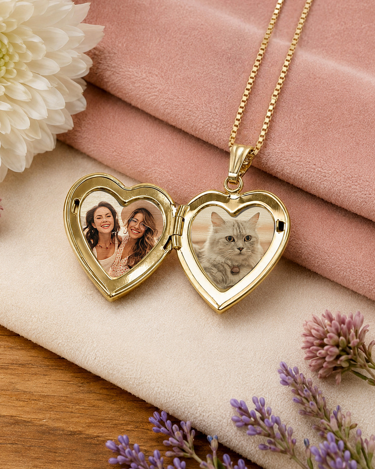 14K Gold Filled Yellow Heart Photo Locket - 3/4 inch x 3/4 inch - lifestyle