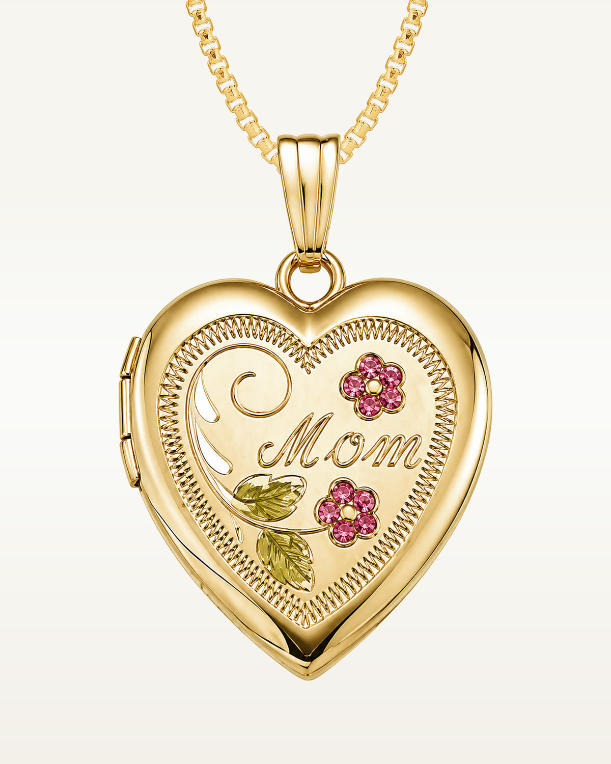 14k Gold Filled Mom Heart Photo Locket - 3/4 inch x 3/4 inch