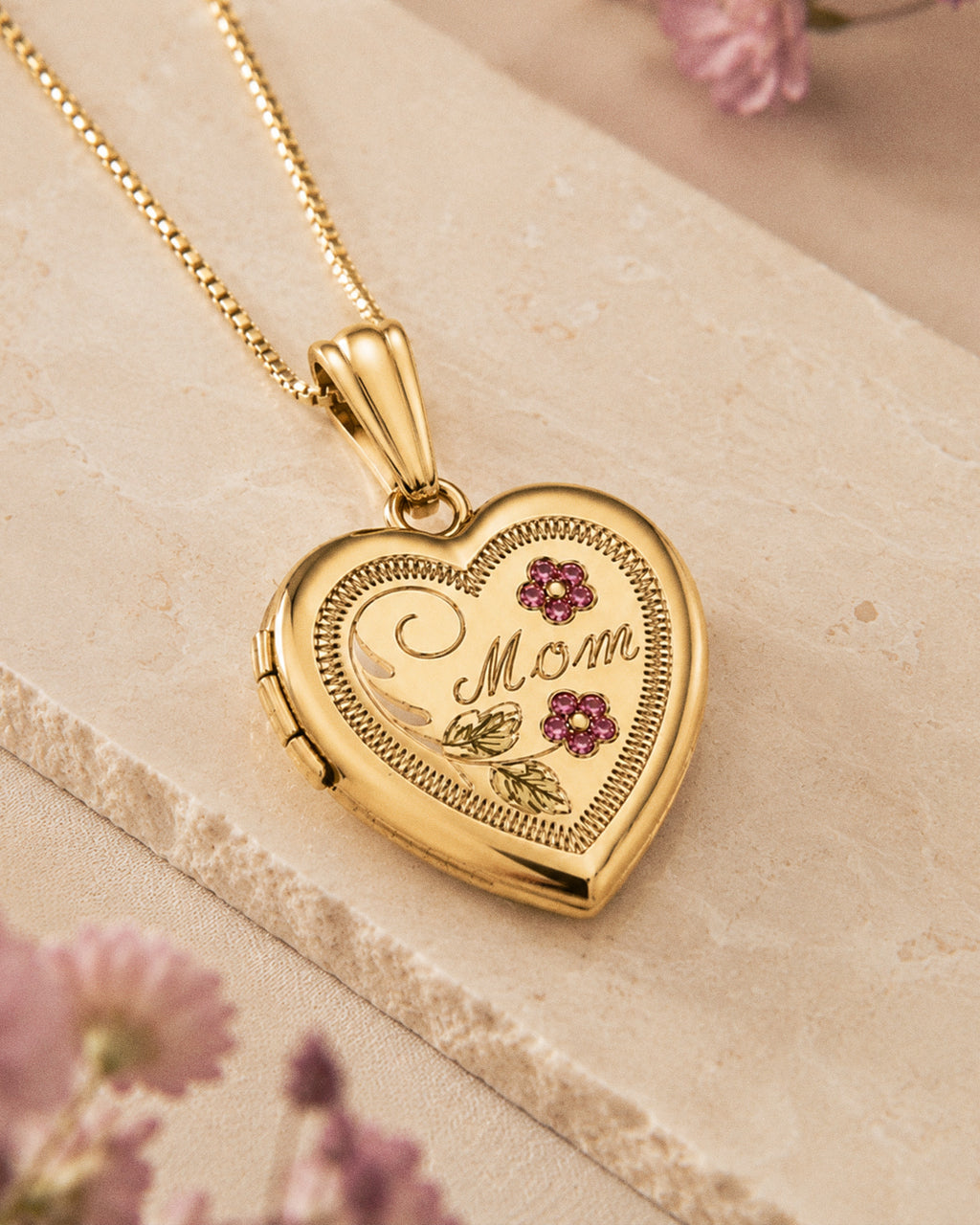 14k Gold Filled Mom Heart Photo Locket - 3/4 inch x 3/4 inch - lifestyle