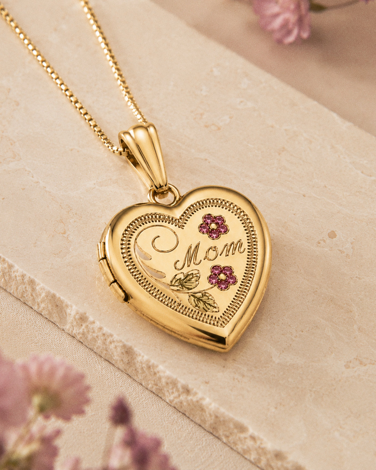 14k Gold Filled Mom Heart Photo Locket - 3/4 inch x 3/4 inch - lifestyle