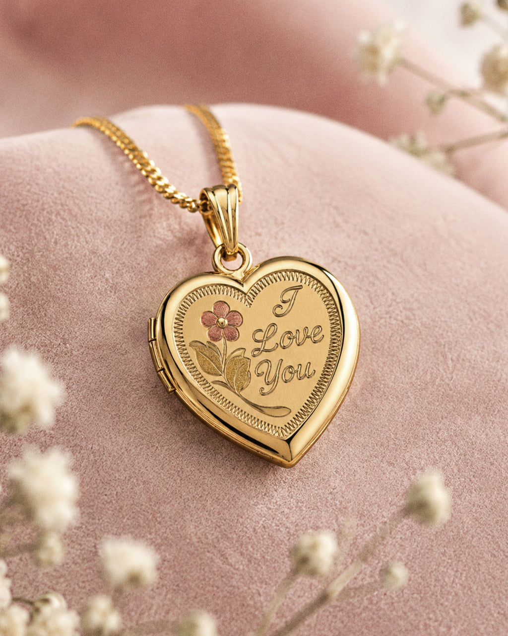 14k Gold Filled I Love You Heart Photo Locket - 3/4 inch x 3/4 inch - lifestyle