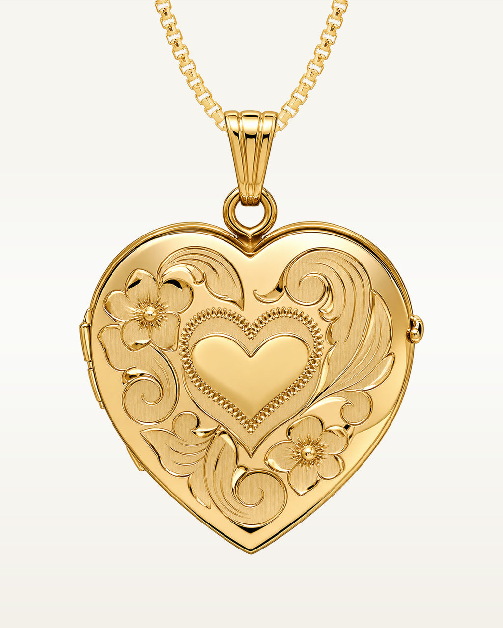 Yellow Gold Floral Heart 4 Photo Locket