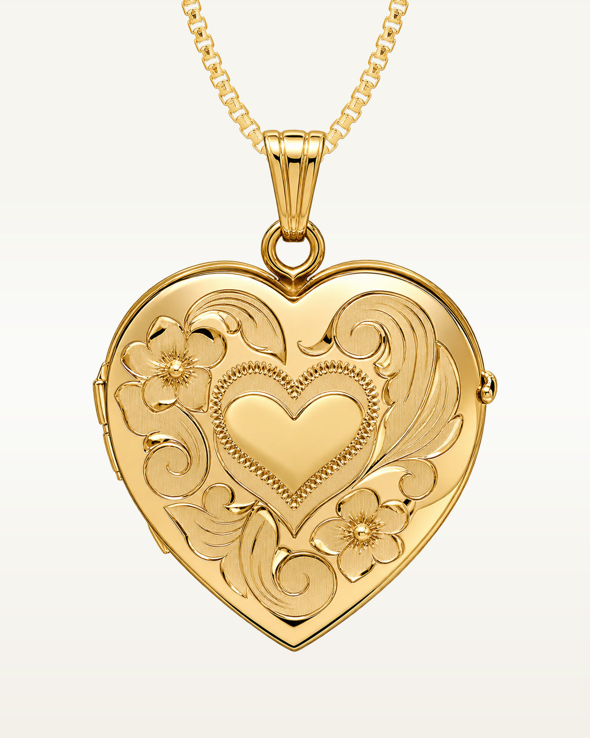 Yellow Gold Floral Heart 4 Photo Locket