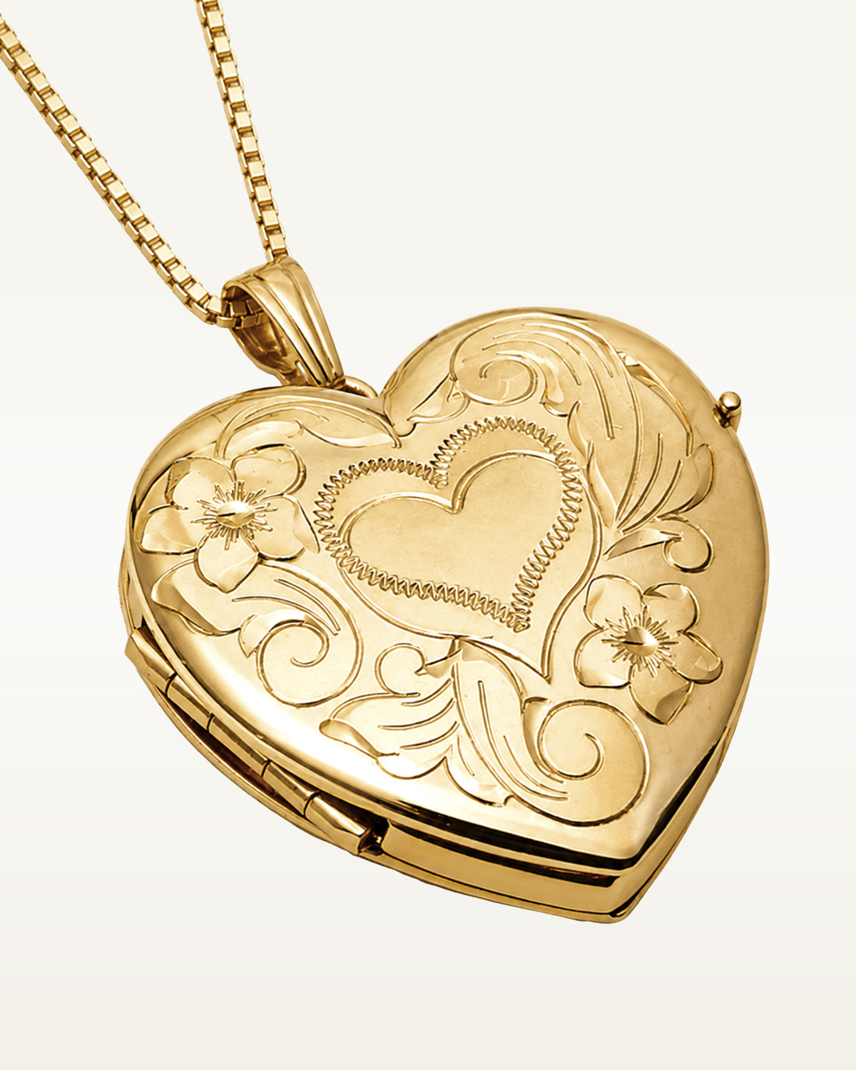 Yellow Gold Floral Heart 4 Photo Locket