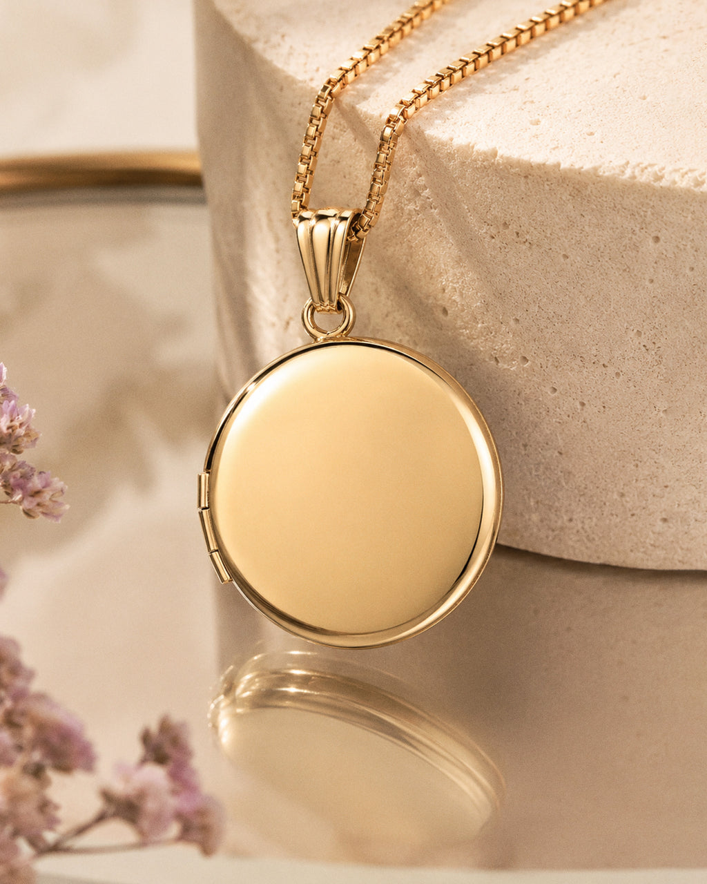 14K Gold Filled Round Photo Locket - 1 inch x 1 inch - lifestyle