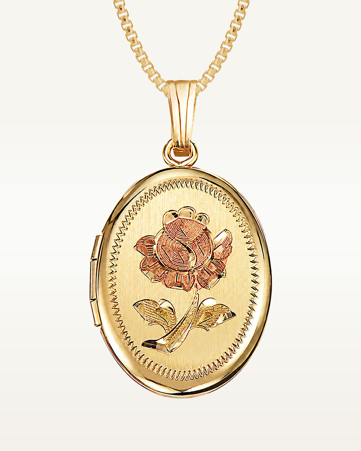 14K Gold Filled Rose Oval Photo Locket - 5/8 inch x 3/4 inch