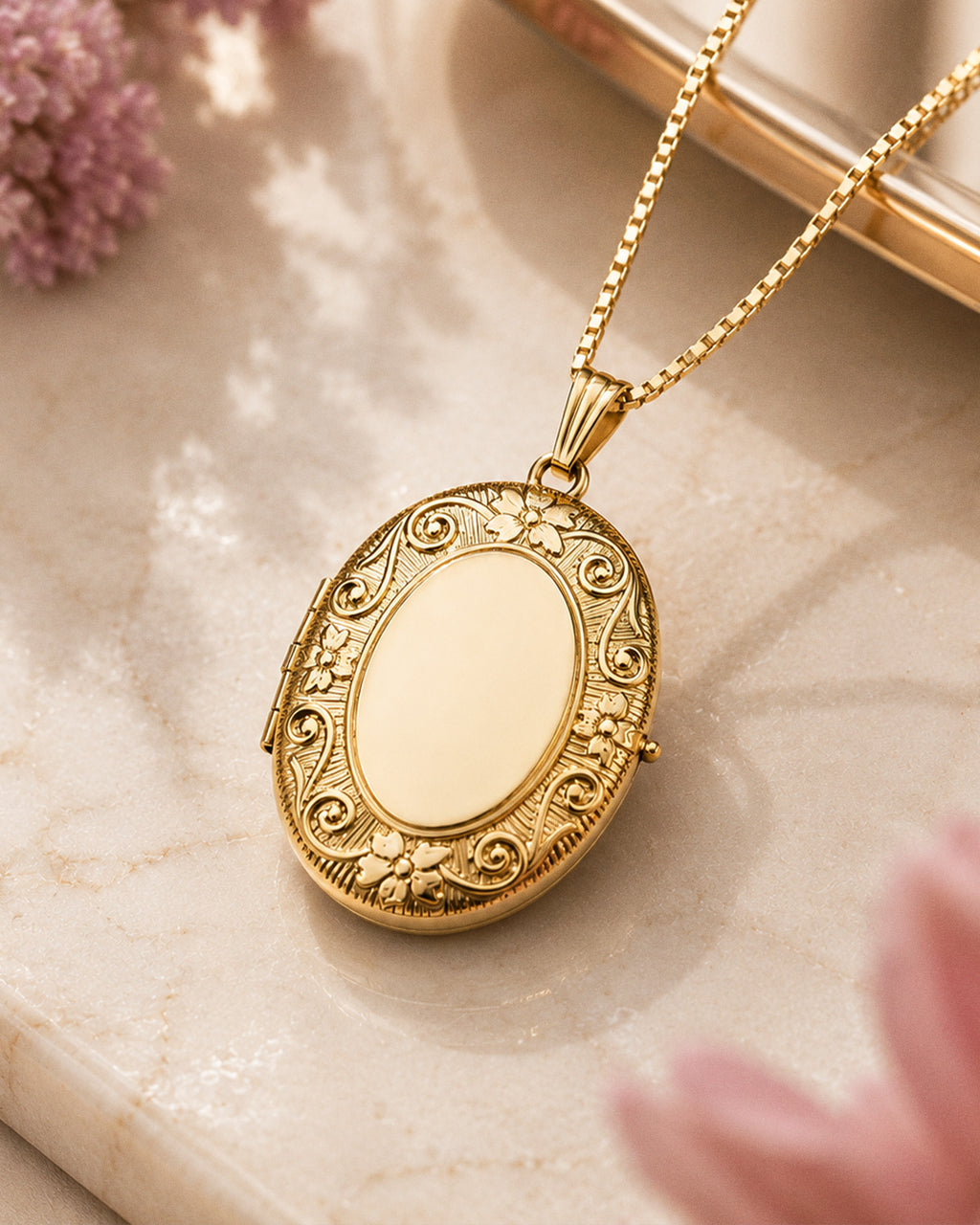 14K Gold Filled Oval 4 Photo Locket - 1 inch x 1-1/4 inch - lifestyle