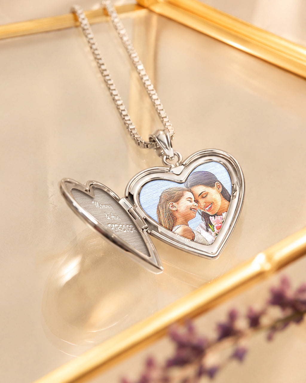Sterling Silver Small Heart Photo Locket - lifestyle