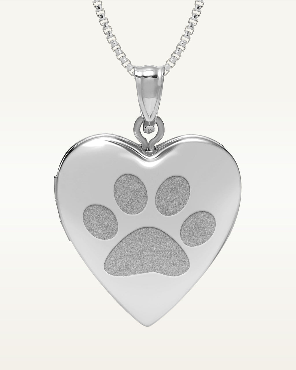 Sterling Silver Dog Paw Print Heart Photo Locket