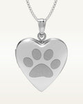 Sterling Silver Dog Paw Print Heart Photo Locket