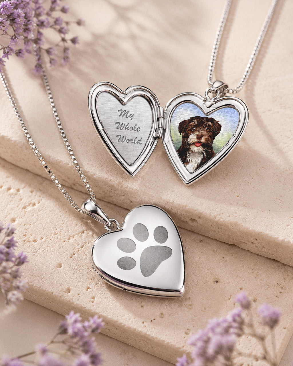 Sterling Silver Dog Paw Print Heart Photo Locket - lifestyle