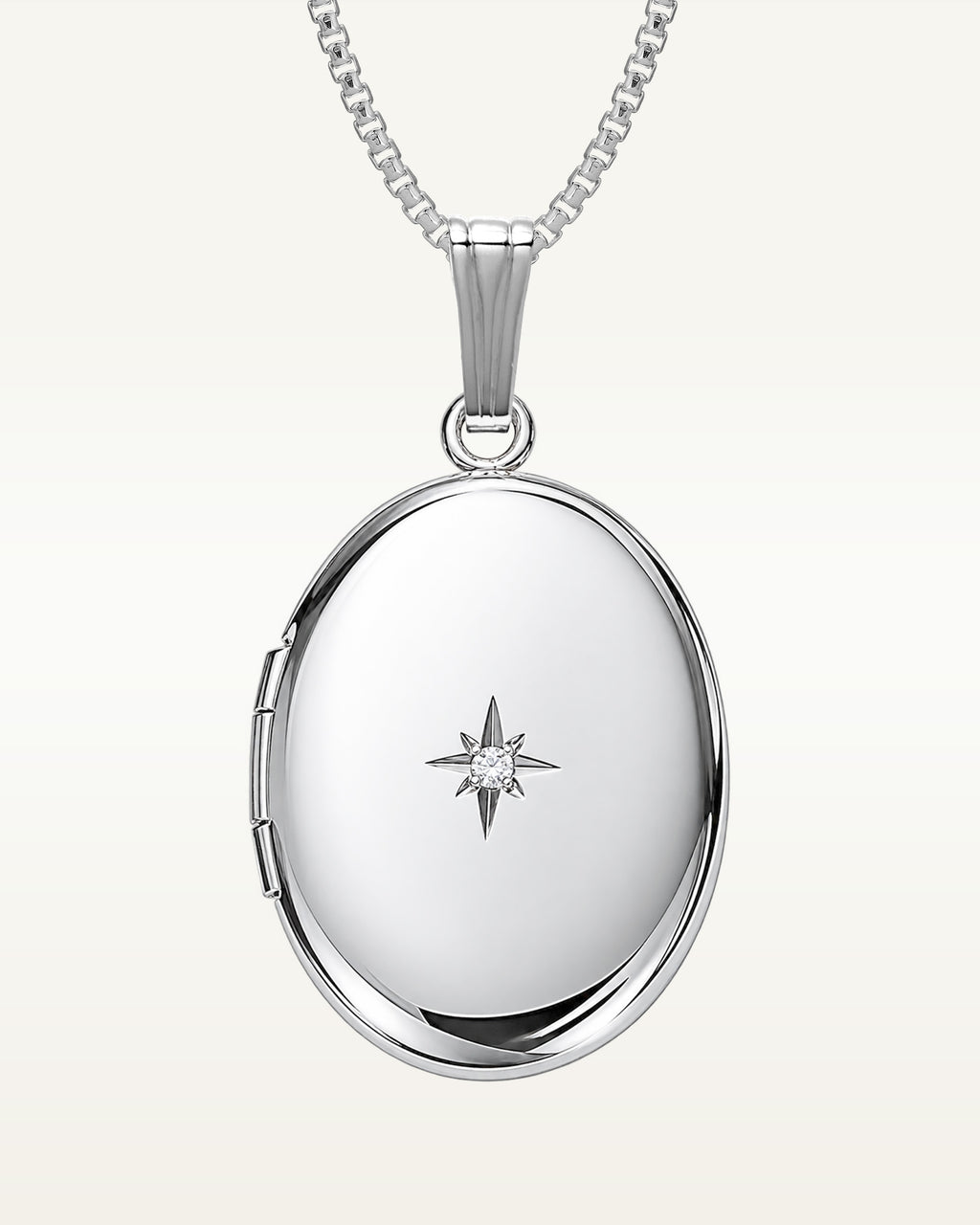 Sterling Silver Diamond Oval Photo Locket