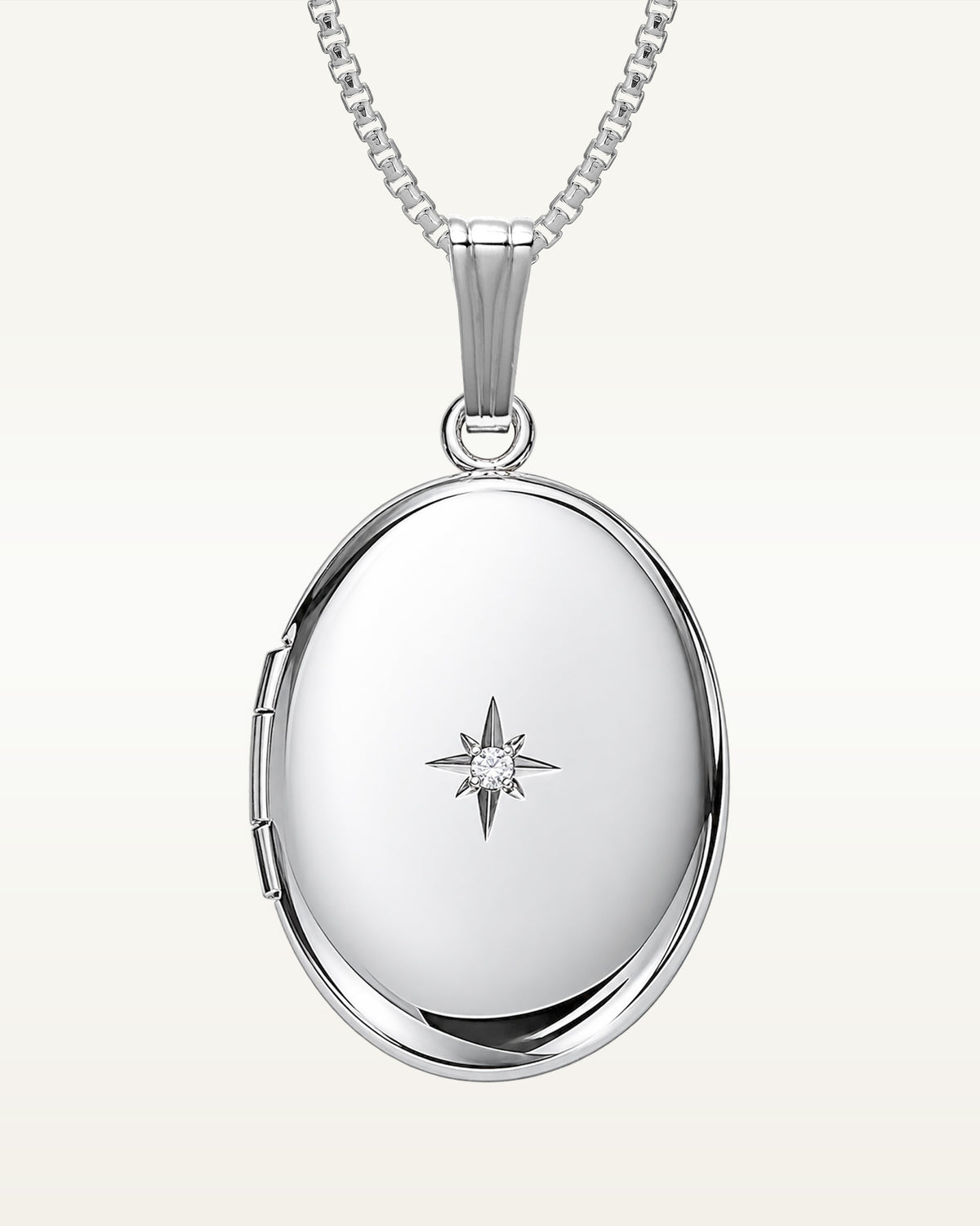 Sterling Silver Diamond Oval Photo Locket