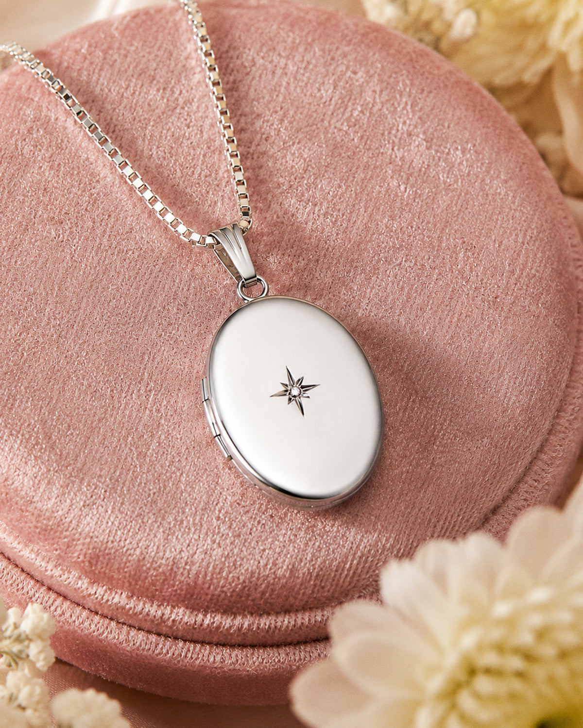 Sterling Silver Diamond Oval Photo Locket - lifestyle