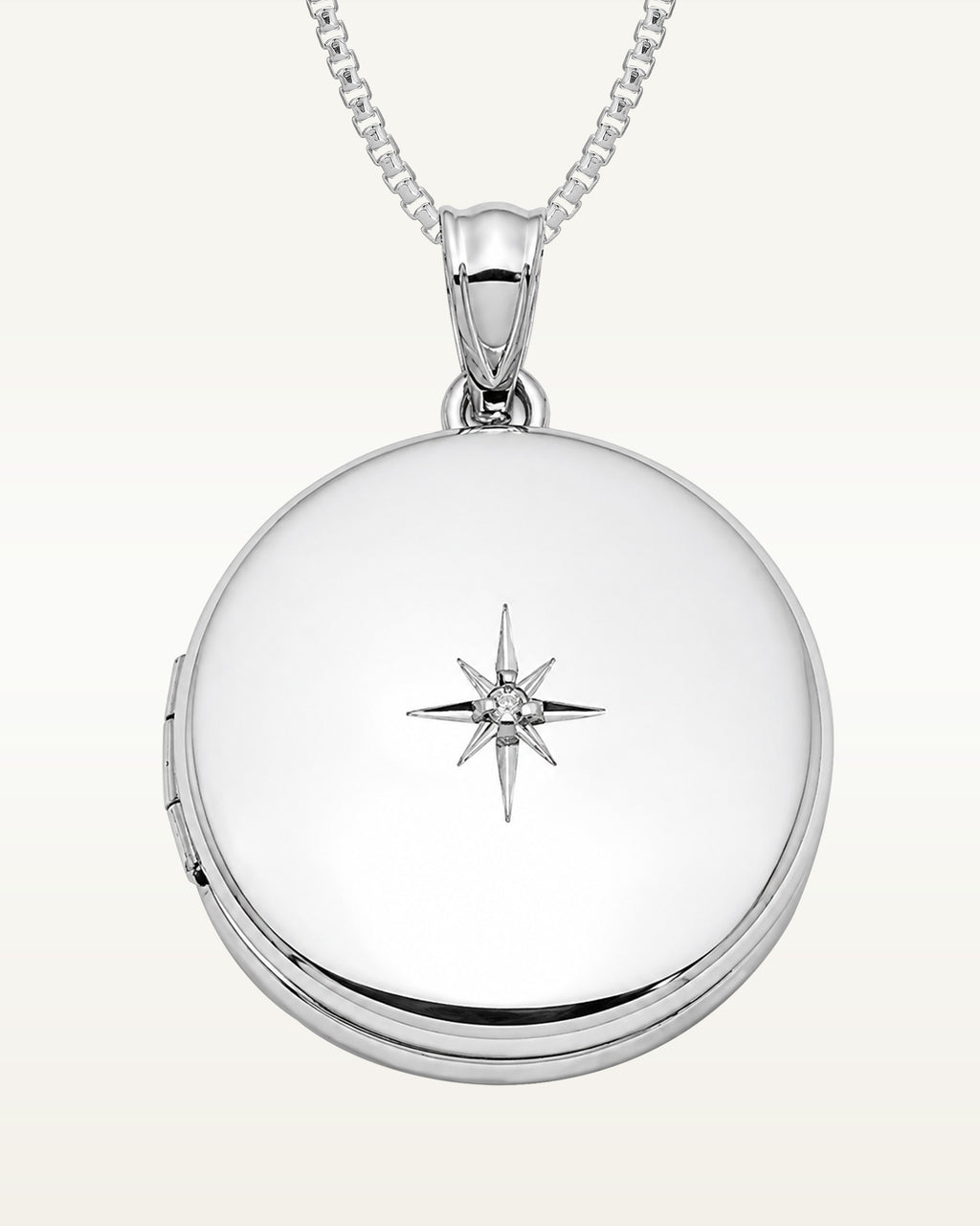 Sterling Silver Diamond Round Photo Locket