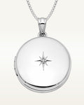 Sterling Silver Diamond Round Photo Locket