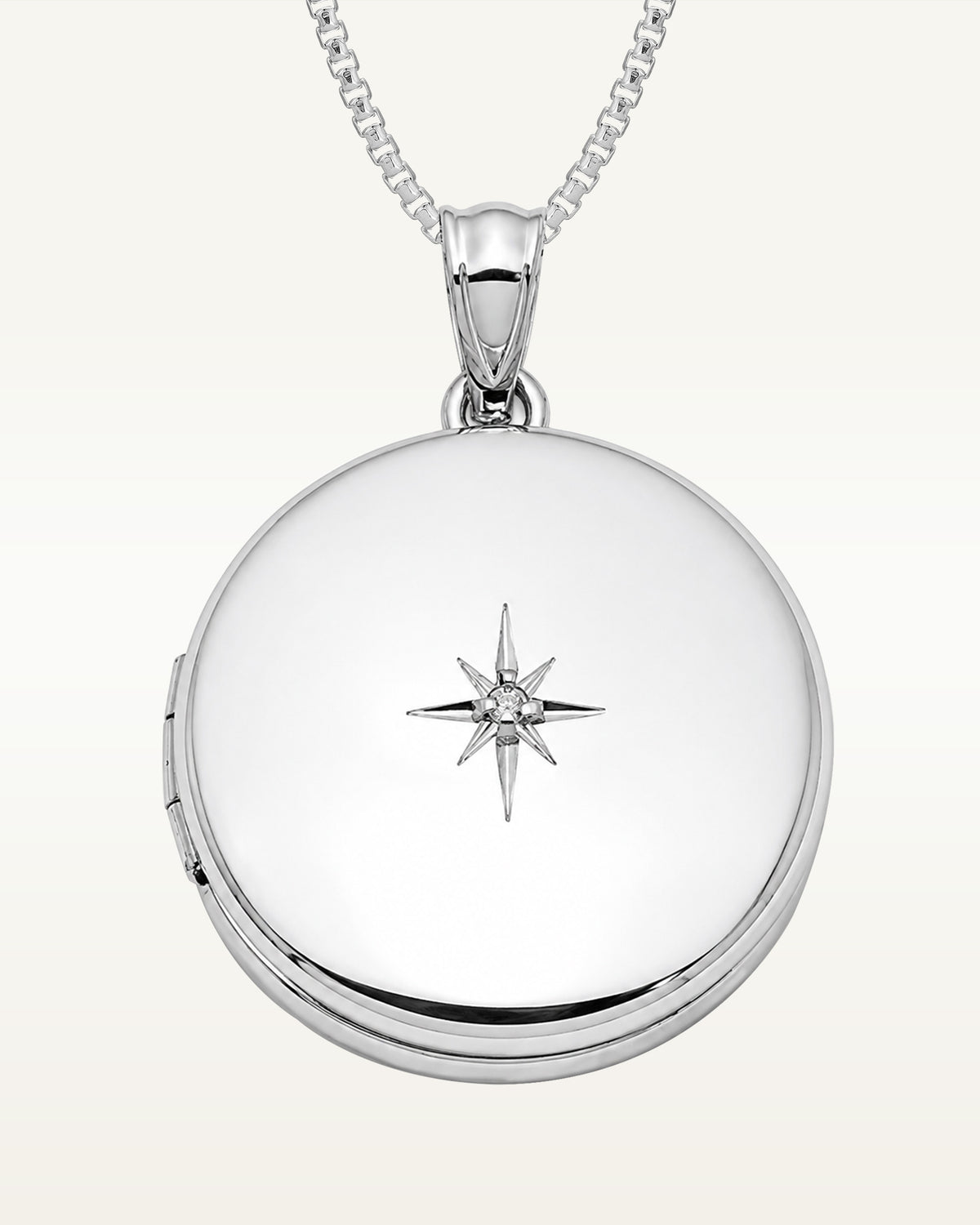 Sterling Silver Diamond Round Photo Locket