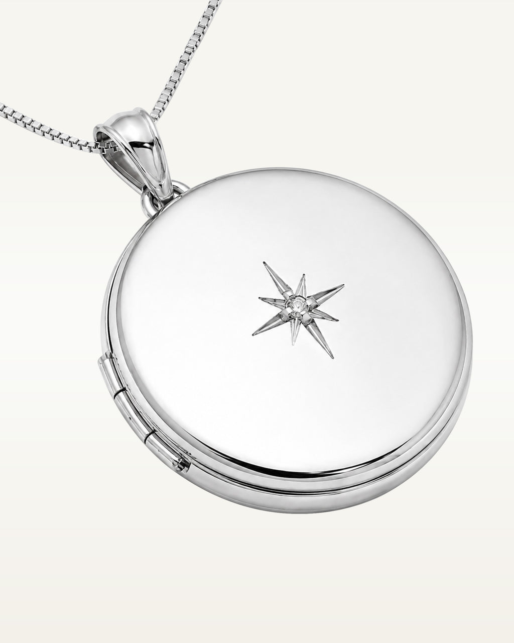 Sterling Silver Diamond Round Photo Locket