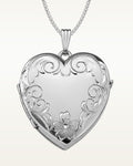 14K White Gold Floral Heart Four Photo Locket