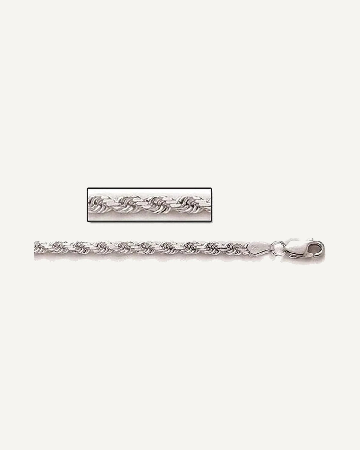 Sterling Silver Diamond Cut Rope Chain 3.50 MM Thick