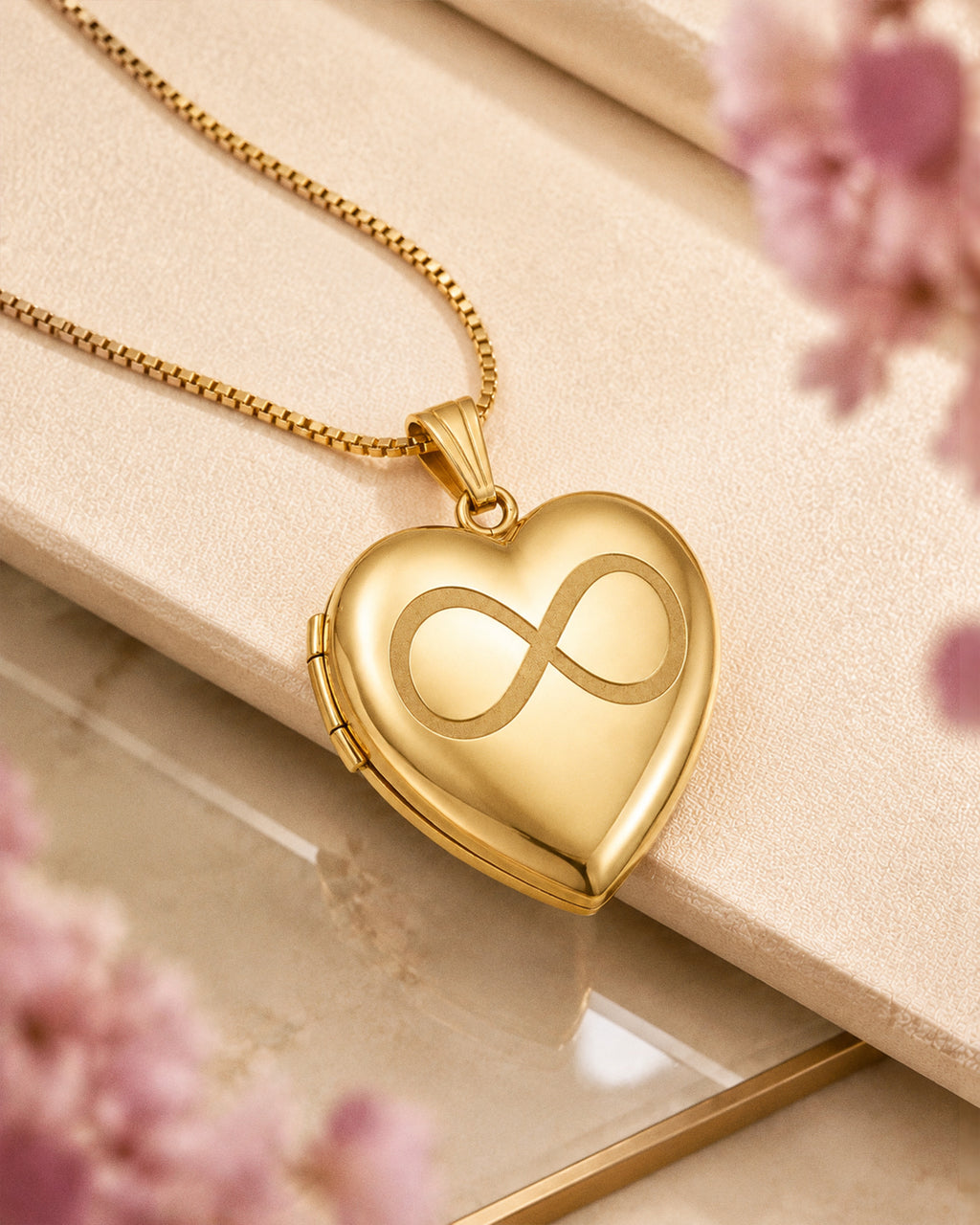 Yellow Gold Infinity Heart Photo Locket - lifestyle