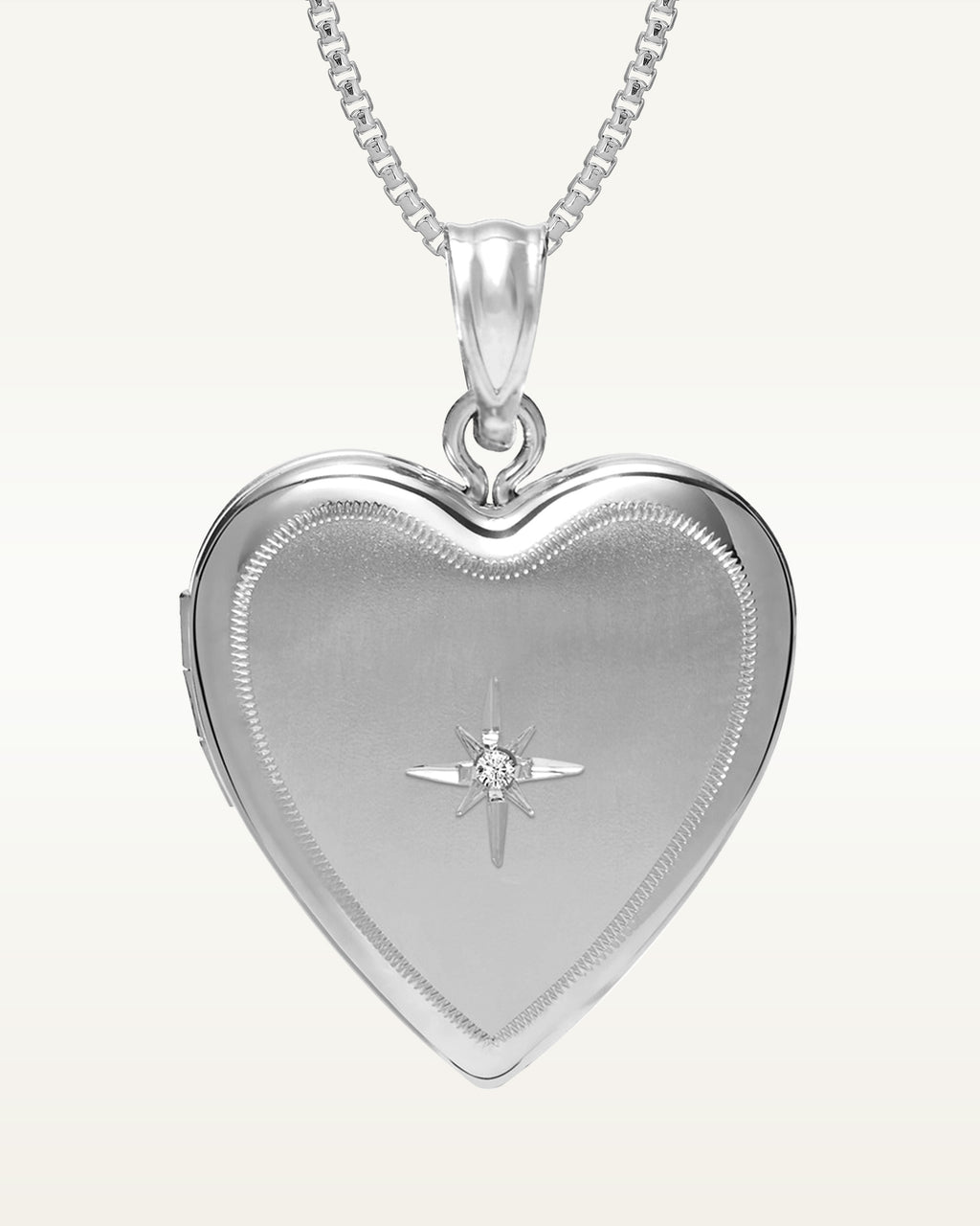 Sterling Silver Diamond Heart Photo Locket