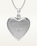 Sterling Silver Diamond Heart Photo Locket