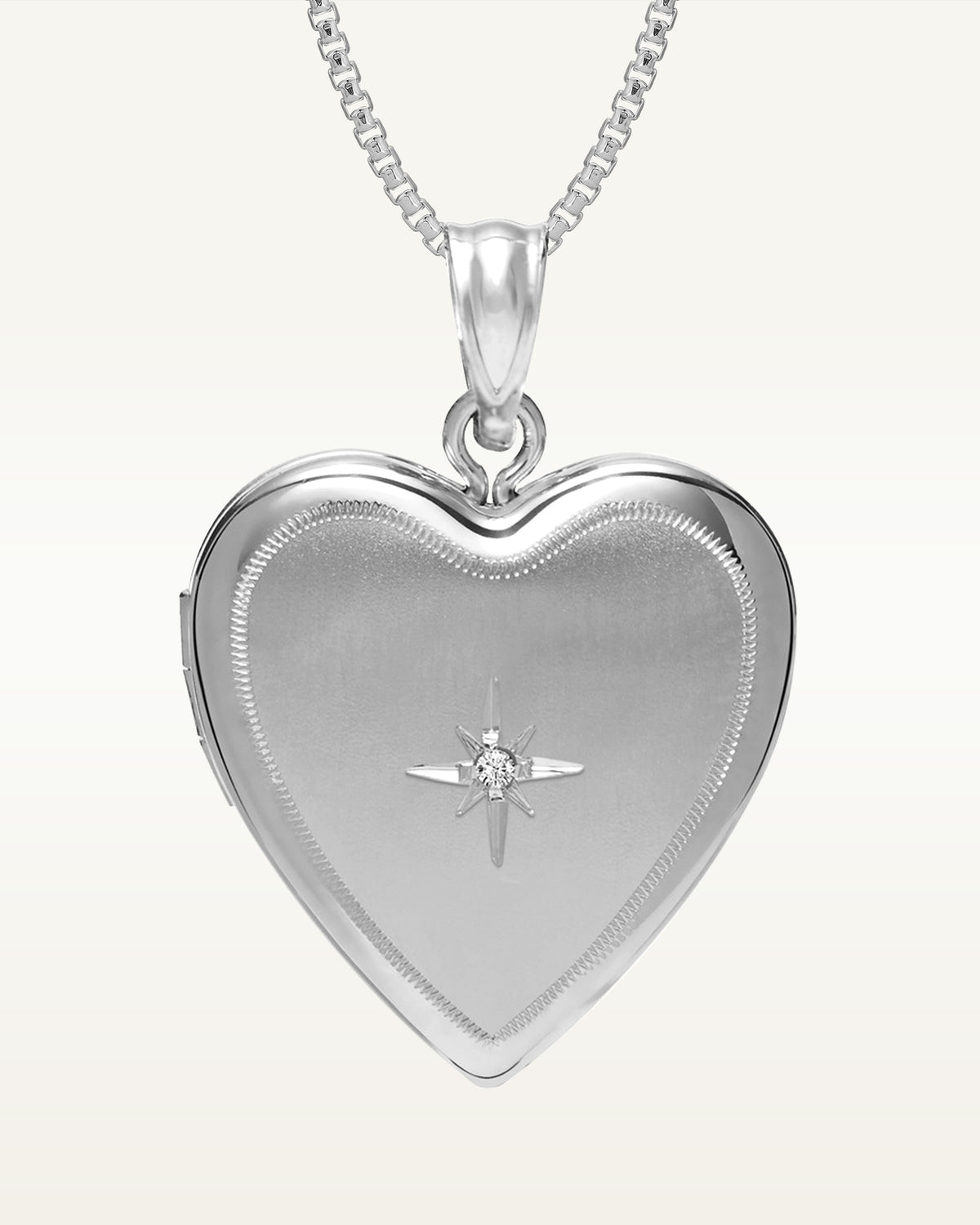 Silver Diamond Heart Photo Locket