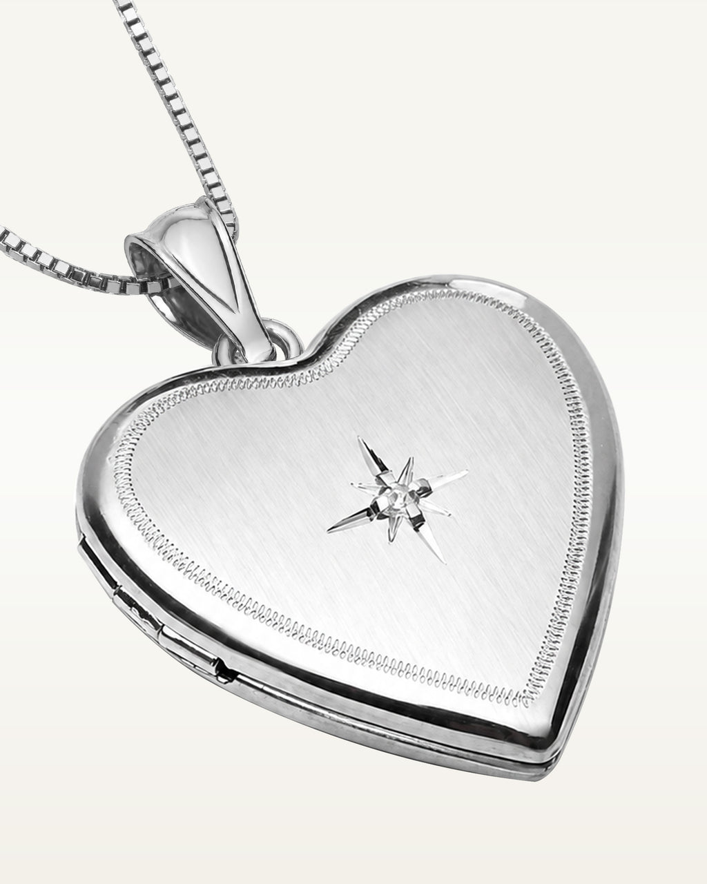 Sterling Silver Diamond Heart Photo Locket