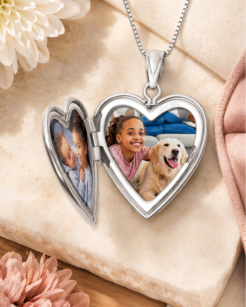 Sterling Silver Diamond Heart Photo Locket - lifestyle
