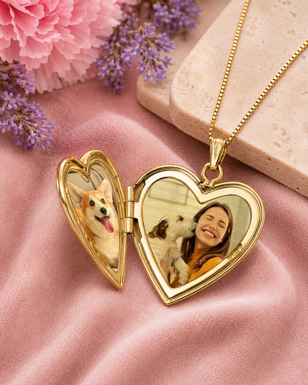 Build Your Own Gold 2-Picture Heart Locket - lifestyle
