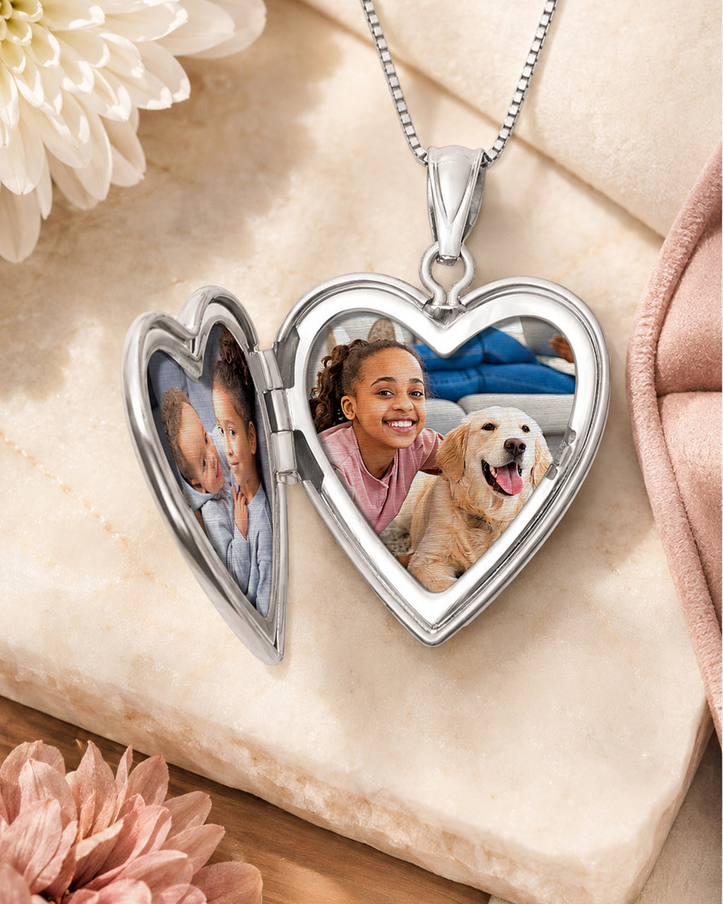 Build Your Own Sterling Silver 2-Picture Heart Locket - lifestyle