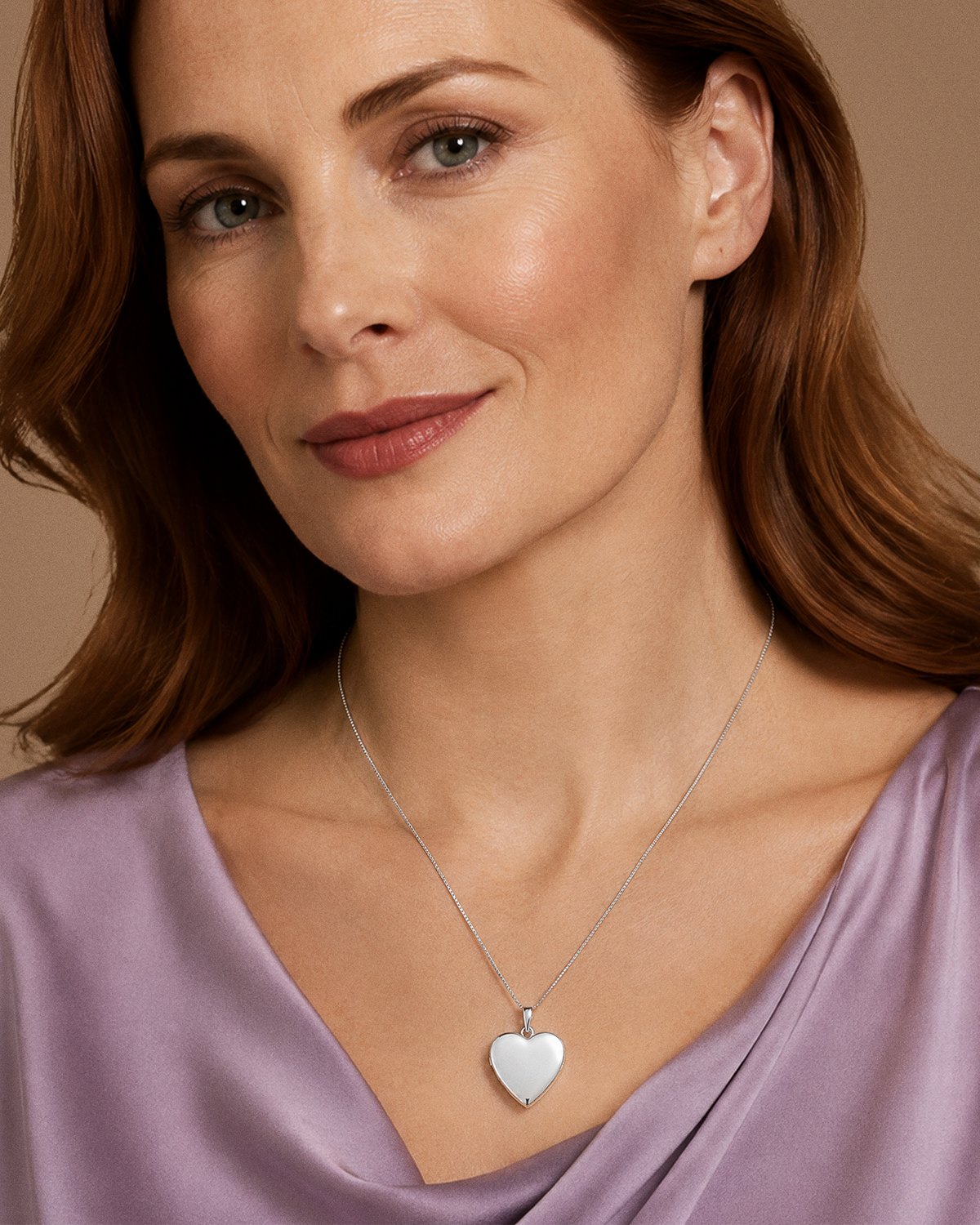 Build Your Own Gold 2-Picture Heart Locket - on model