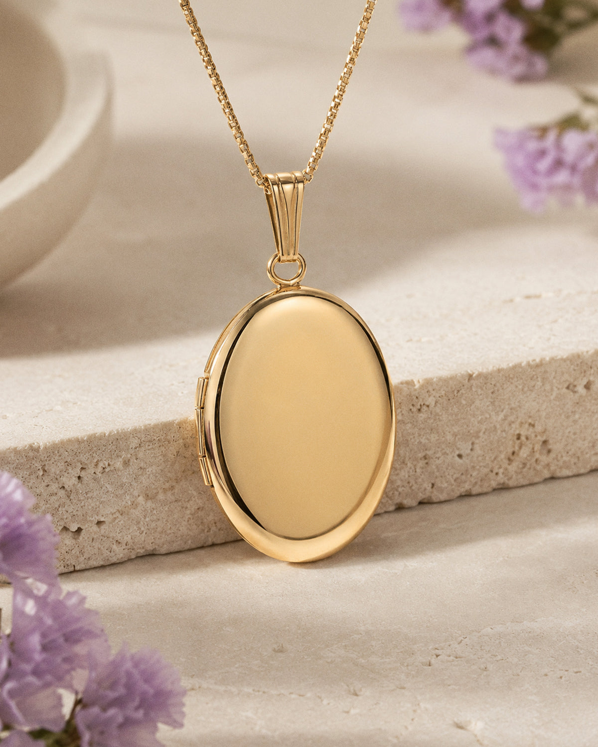 Solid 14K Yellow Gold Oval Locket - lifestyle