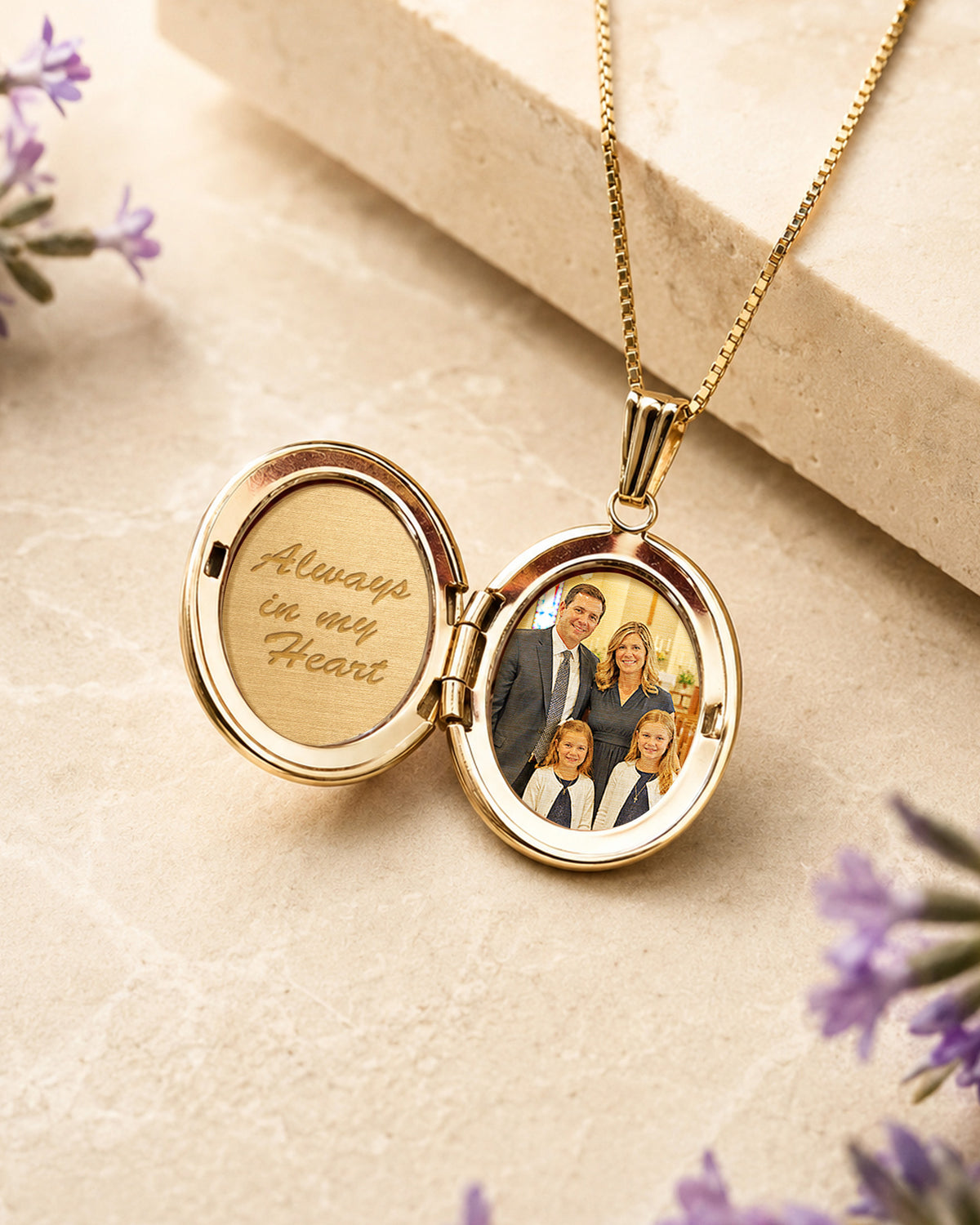 Solid 14K Yellow Gold Oval Locket - lifestyle