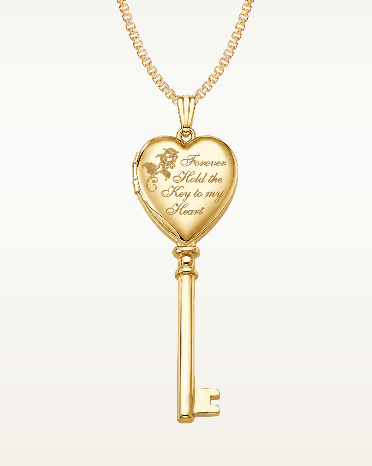 Solid 14K Yellow Gold Key to My Heart Photo Locket