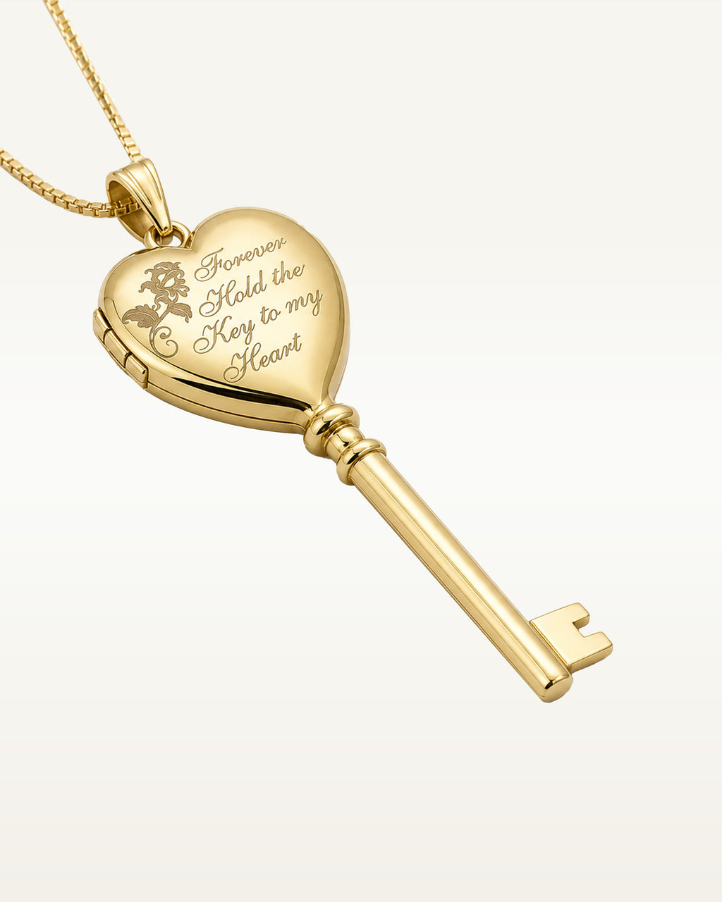 Solid 14K Yellow Gold Key to My Heart Photo Locket