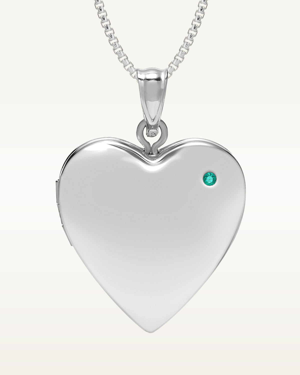Silver Birthstone Heart Photo Locket