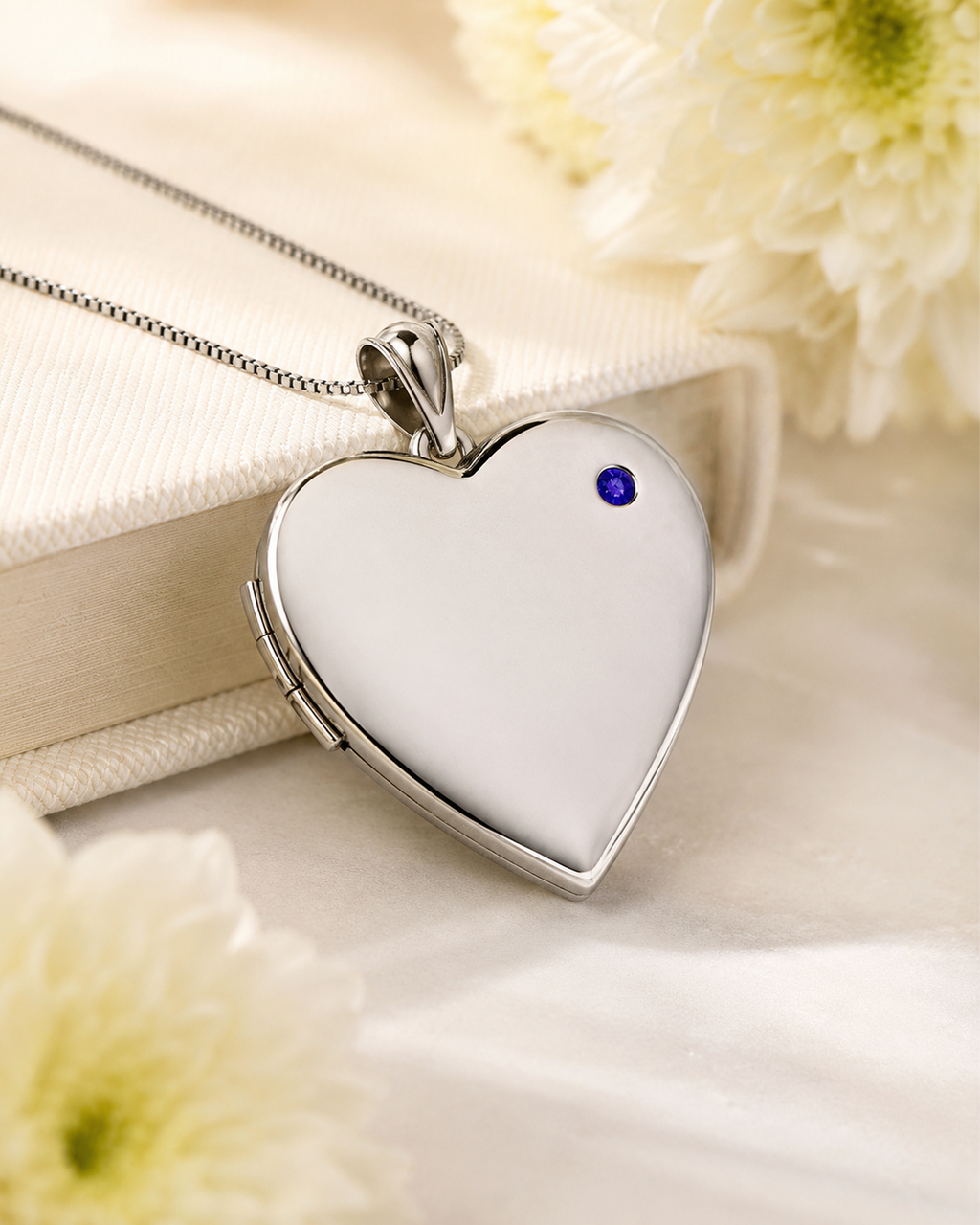 Sterling Silver Birthstone Heart Photo Locket - lifestyle