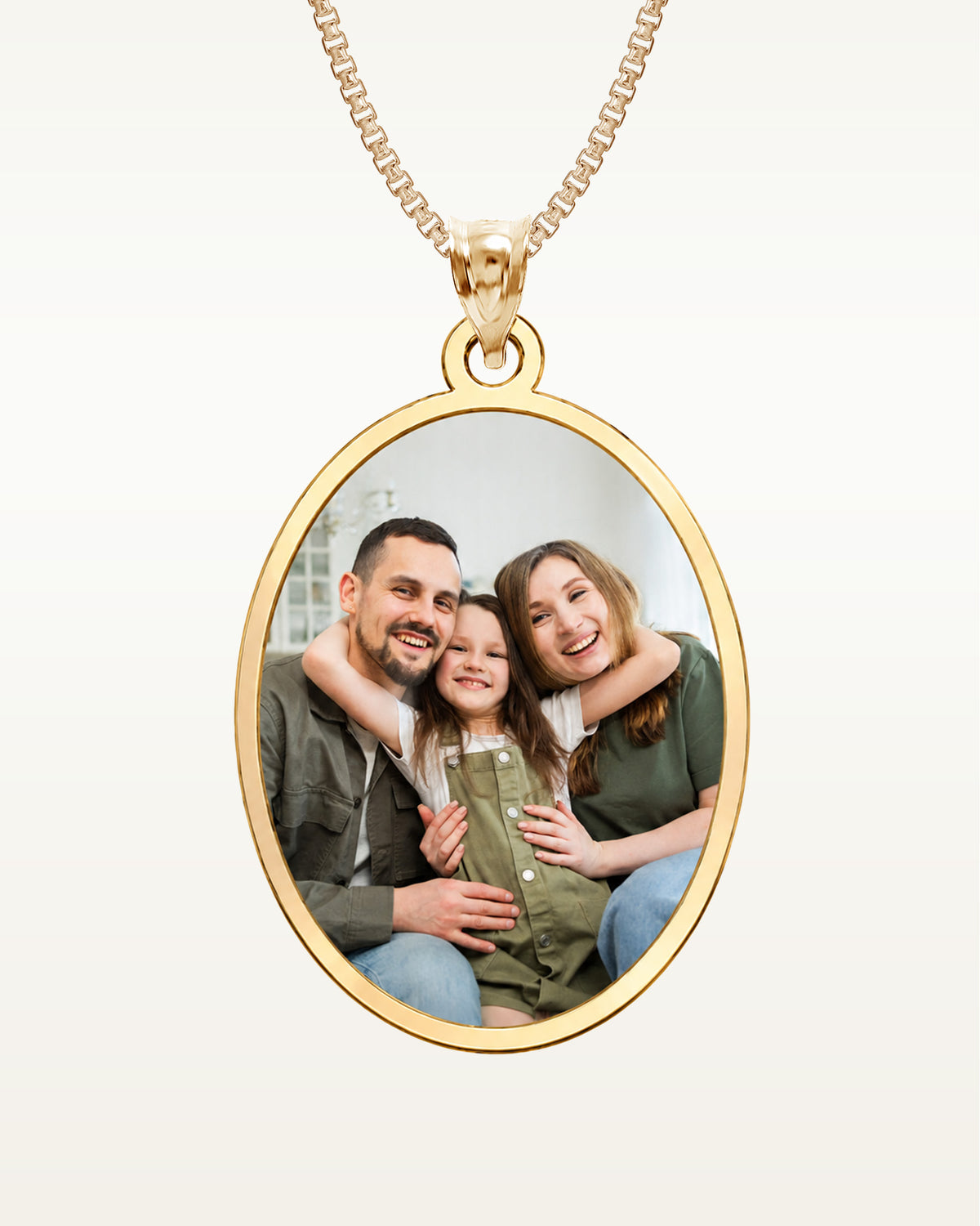Oval with Thin Border Photo Pendant Charm