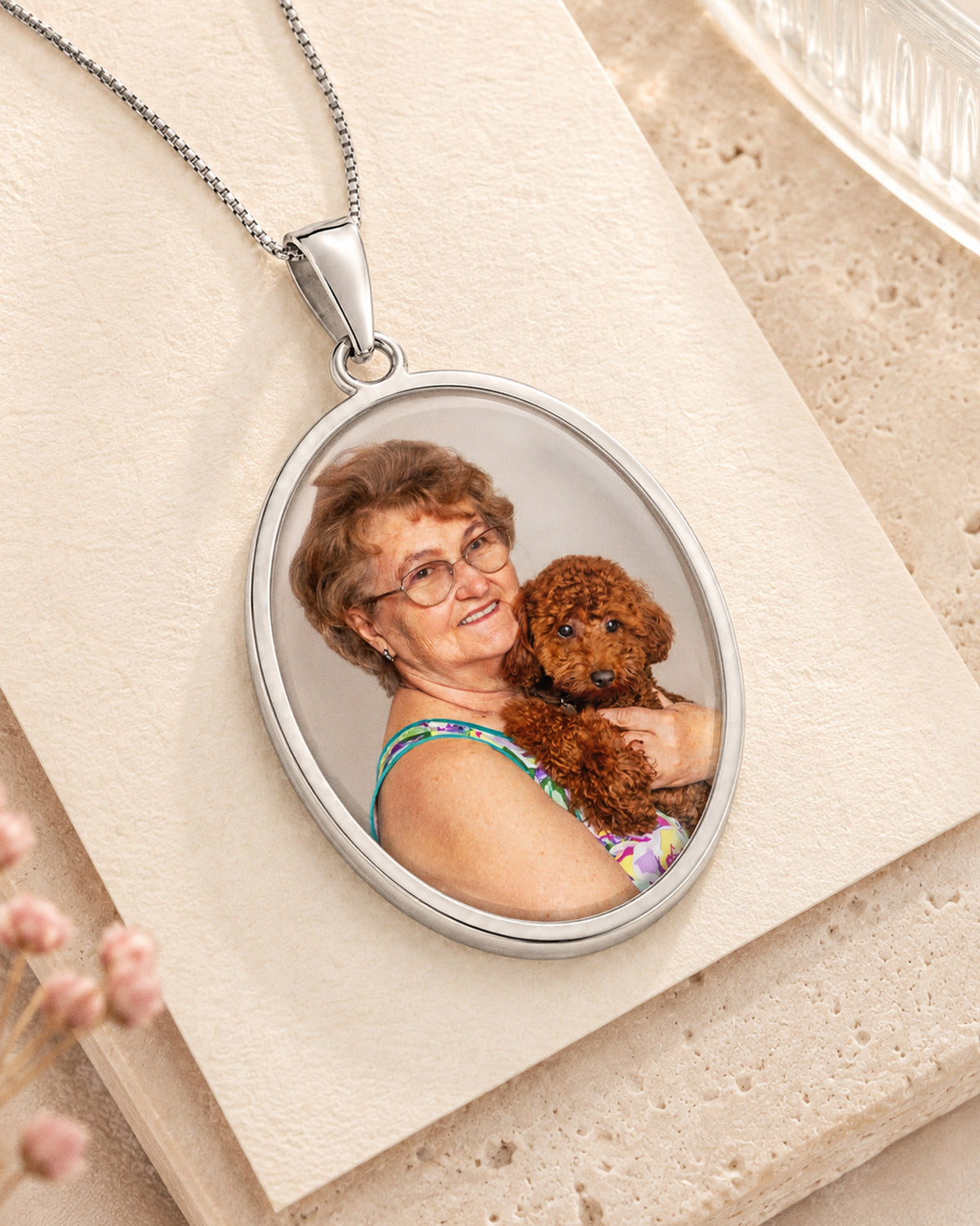 Oval with Thin Border Photo Pendant Charm - lifestyle