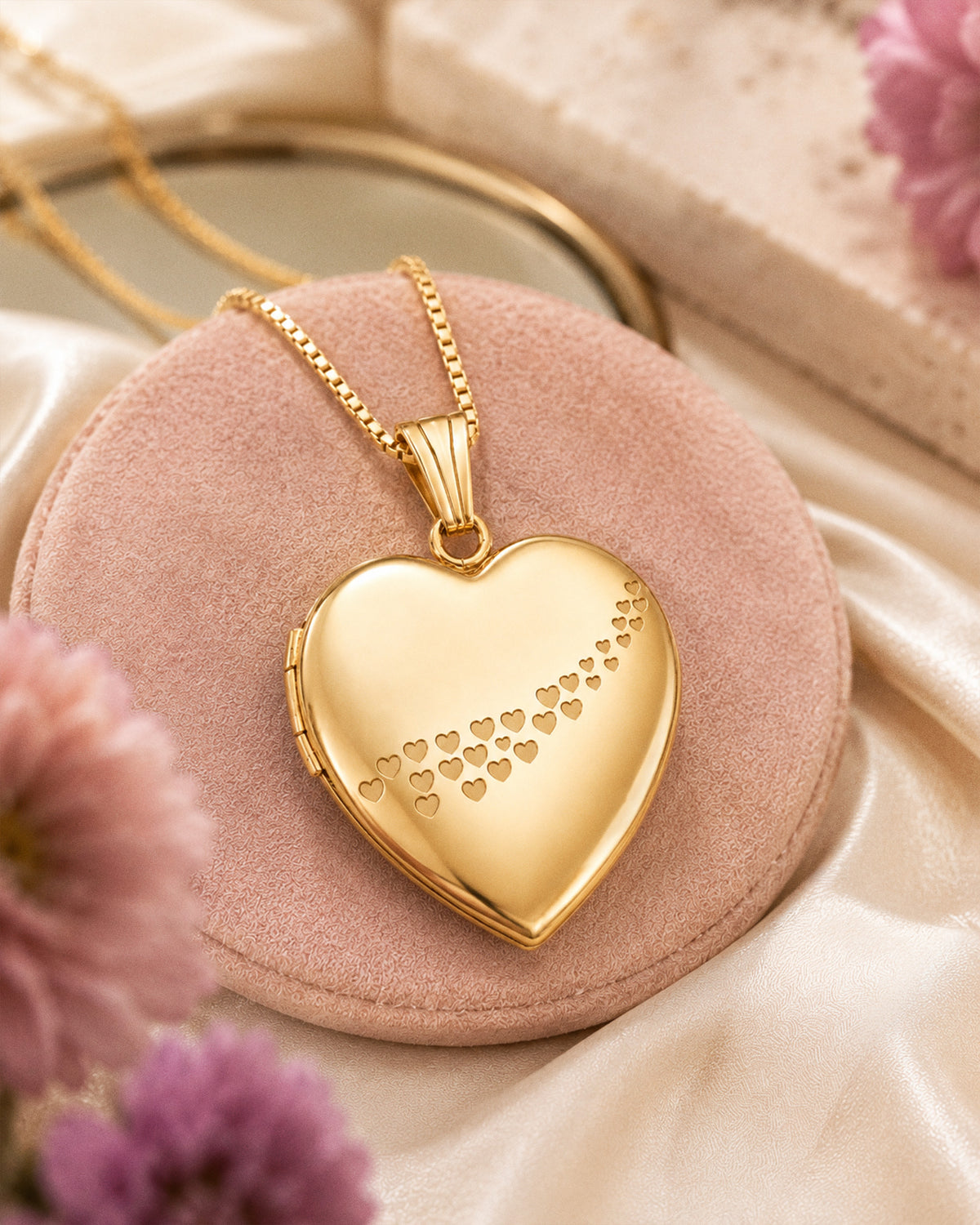 Yellow Gold Cascade of Hearts Photo Locket - lifestyle