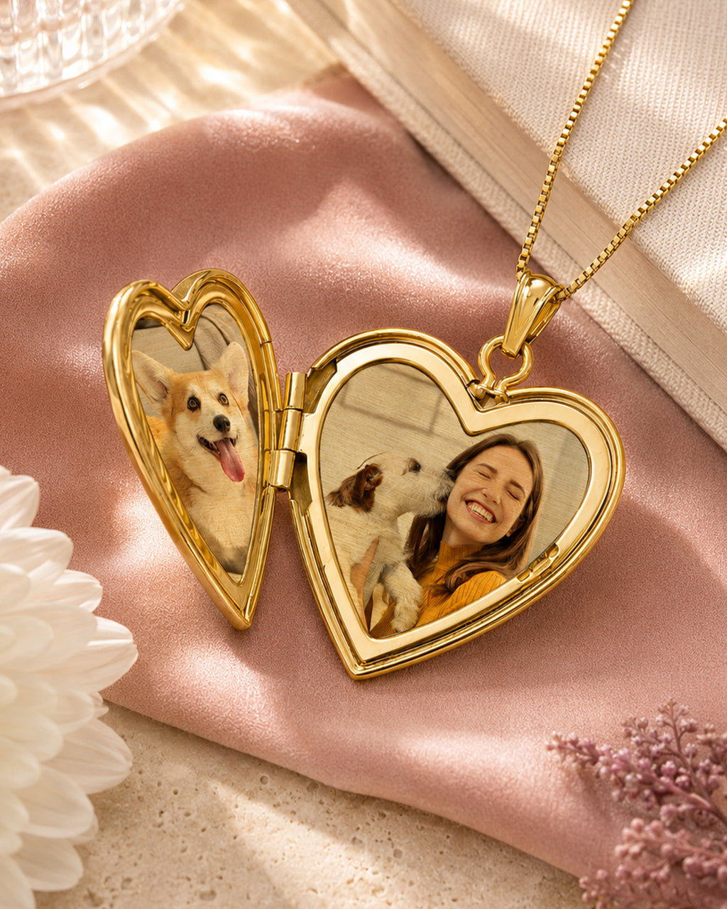 14k Gold Filled Small Heart Photo Locket - 2/3 Inch x 2/3 Inch - lifestyle