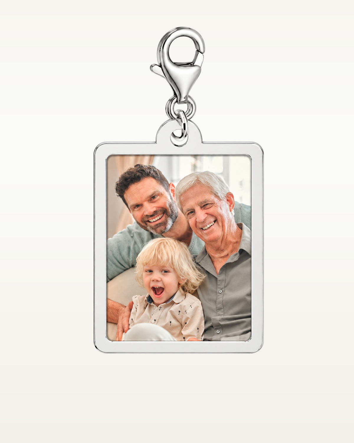 Petite Rectangle with Border Photo Charm For Bracelet