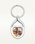 Stainless Steel Engravable Heart Photo Laser Keychain - Stainless Steel 1 1/4 Inch Wide x 1 Inch Tall