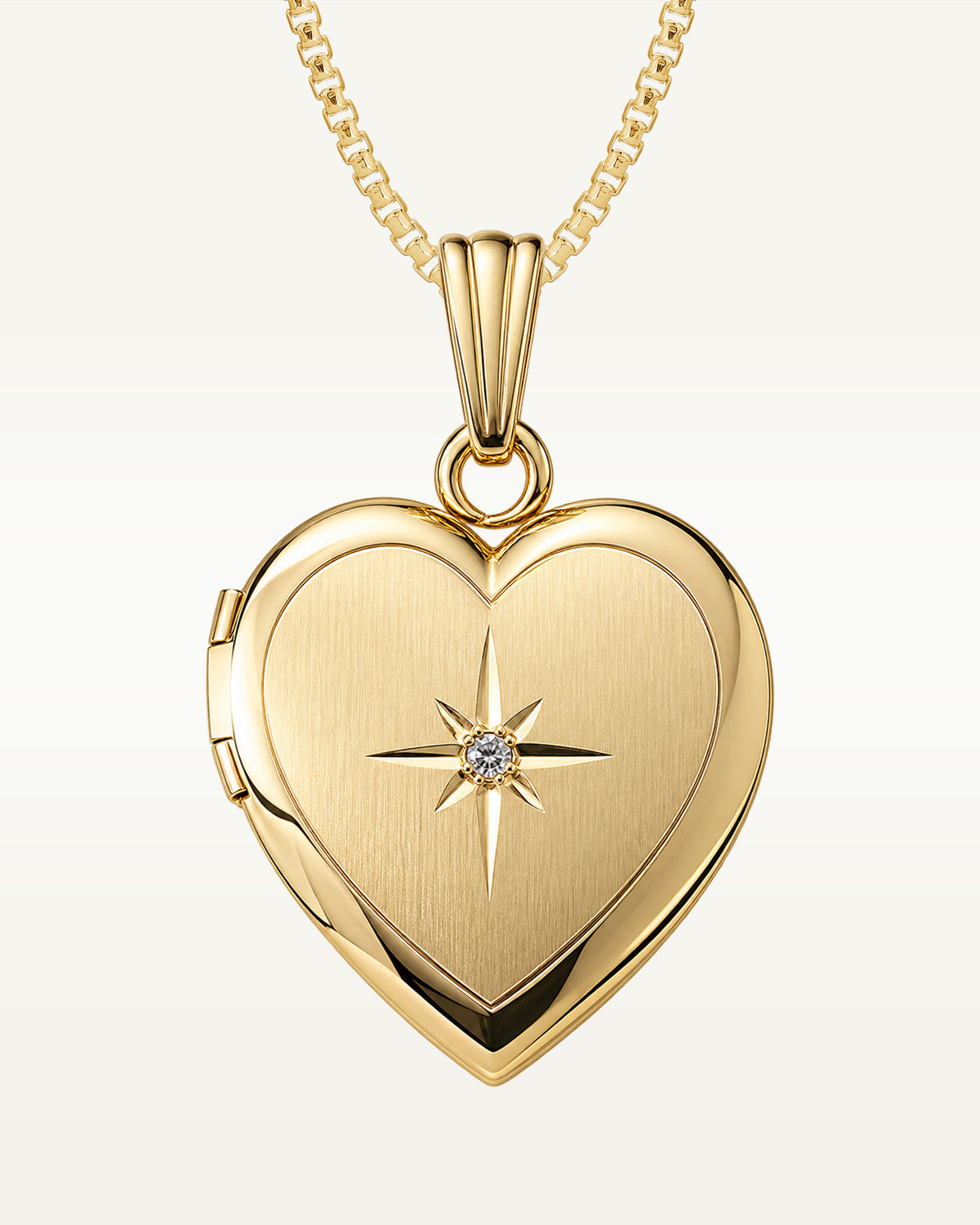 14k Gold Filled Small Heart Photo Locket with Diamond - 2/3 inch x 2/3 inch