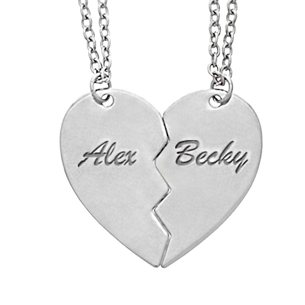 Engravable Split or Broken Heart Pendants or Charm