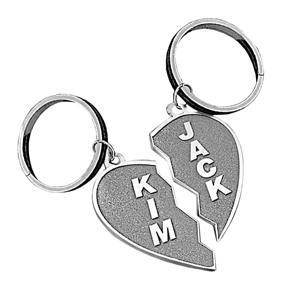 Engravable Sterling Silver Broken Heart Keychains
